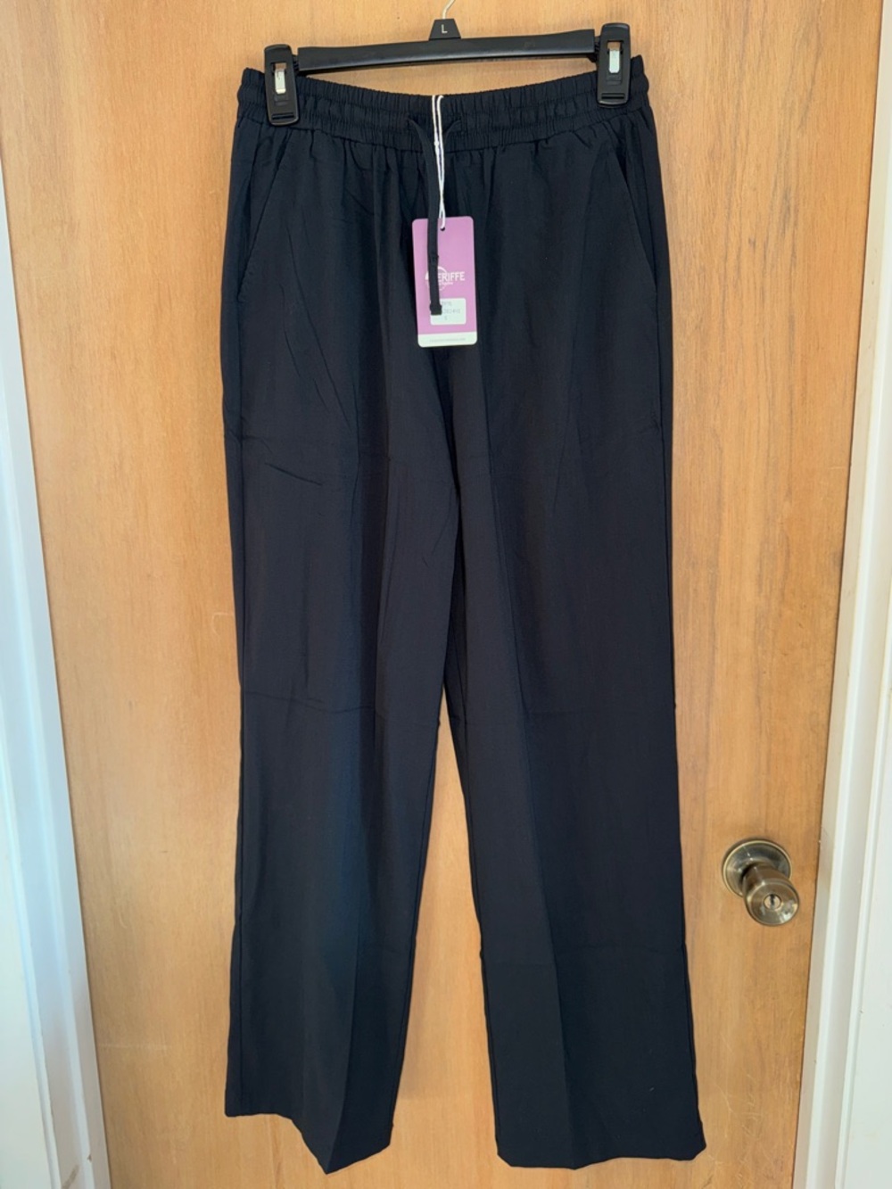 KeriffeLoose Fit Summer  Elastic-Waist Straight-Leg Drawstring Pants Size Small